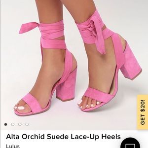 Lulus Orchid Suede Lace Up Heels